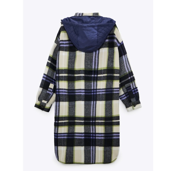 Zara hooded plaid over-shirt - Picture 9 of 12